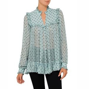 Zimmermann Whitewave 100% silk embroidered polka dot bib blouse. 💙